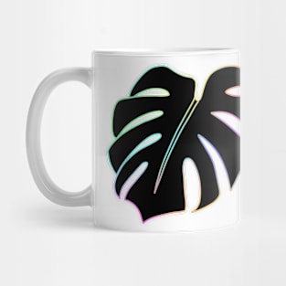 Pastel Holographic Monstera Deliciosa leaf - black Mug